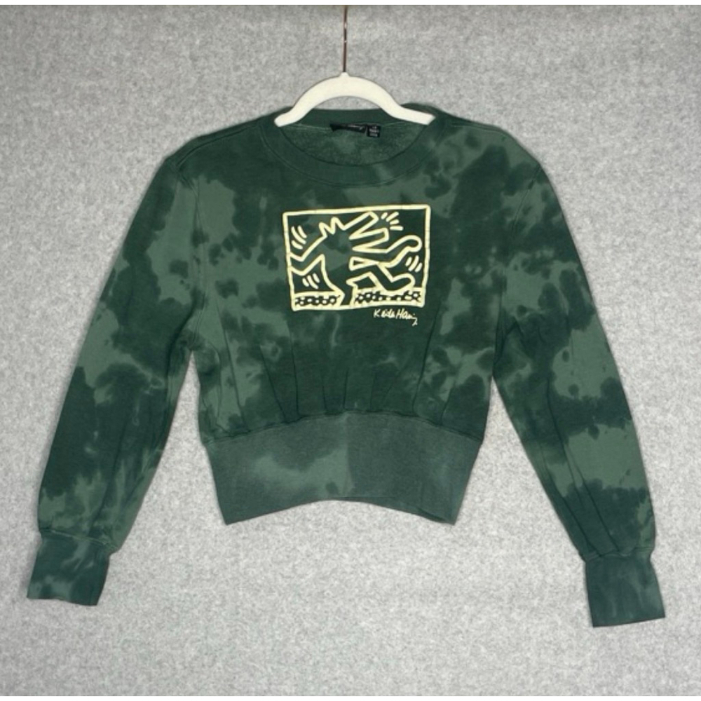 Keith Haring Sweatshirt Green Tie Dye Women Large